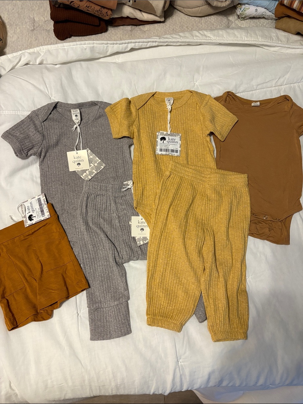 Kate Quinn 6 piece outfit bundle ribbed cotton, bamboo, modal 6-12m